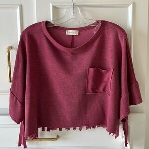 Crop top with fringe burgundy